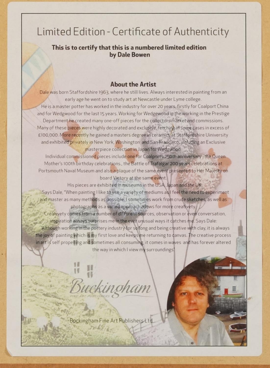 Artwork by Dale Bowen, Surreal landscape with cattle and buildings, Made of resin print in colour