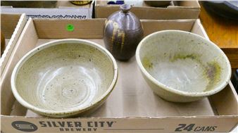 Box 3pc Jerry Glenn Stoneware Bowls and Vase - Jerry Glenn