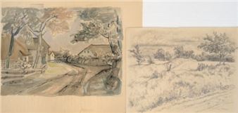 Dorfstraße, Wiesenlandschaft - Irma Weiland