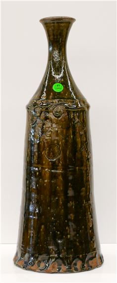 Jerry Glenn Sgraffito Tall Glazed Pottery Vase 18''x7''