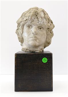 Sally Haley Stoneware Portrait Bust Sculpture on Stand 13'' - Sally Haley