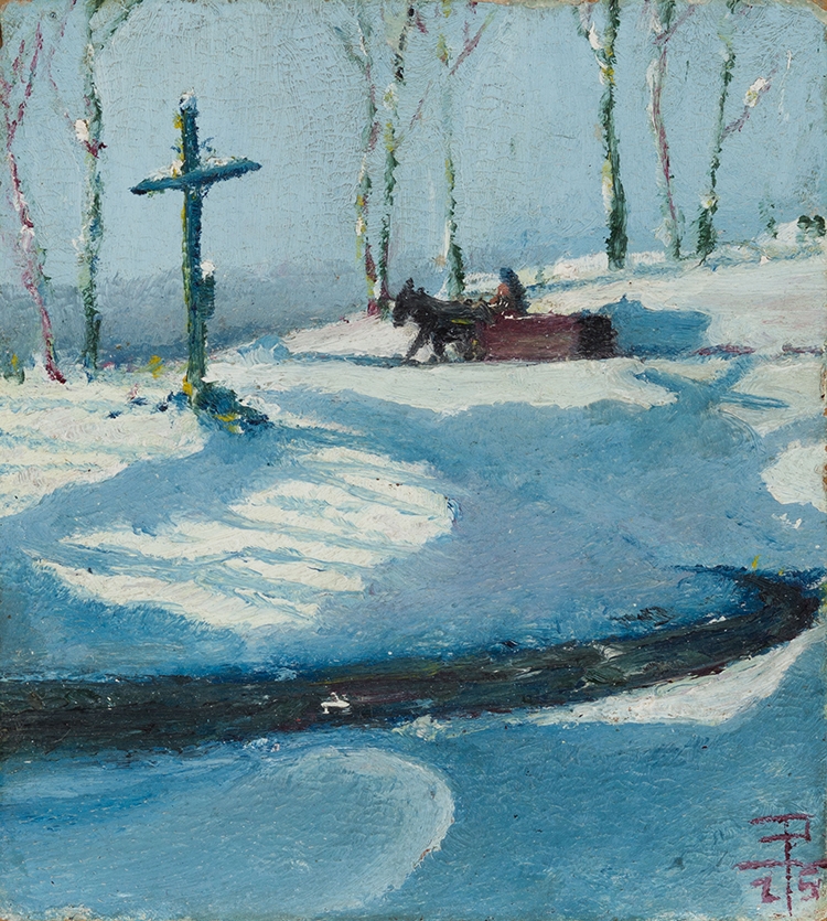 Jean Paul Lemieux Croix du chemin en Hiver (1925) MutualArt