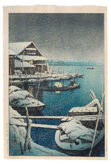 Yuki no Mukojima (Mukojima in Snow) by Hasui Kawase, dated 1931