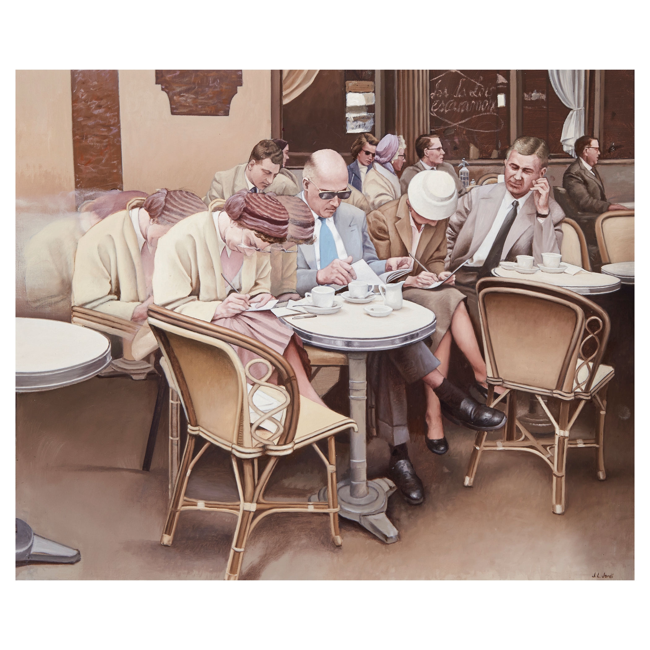 Artwork by Juan Luis Jardi, Café en Budapest, Made of Óleo sobre tela