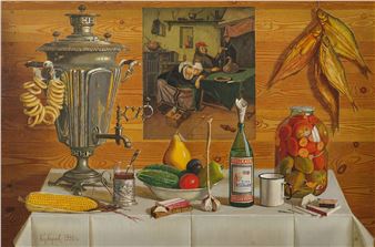 Still life with a bottle - Vyacheslav Grigoryevich Kubarev