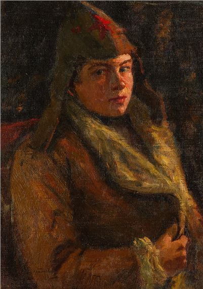 Portrait of a young man wearing a budenovka - Sergei Dmitrievich Miloradovich