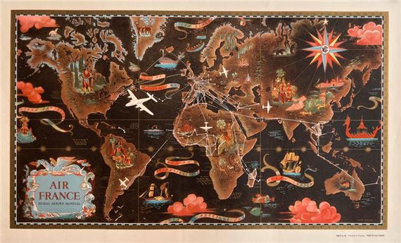Lucien Boucher | Planisphere Air France World Air Network (1948 ...