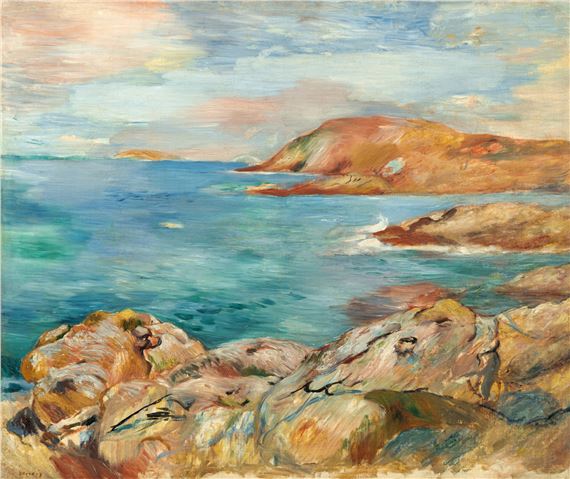 Toile Décorative Pierre-Auguste Renoir - Bords De Mer, Impressionnisme, Prête à Accrocher – Cadre Bois Et Lin, Multicolore