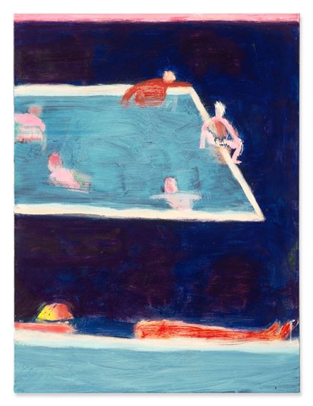 Swimming Pool and Sun Bather by Katherine Bradford, Executed in 2018