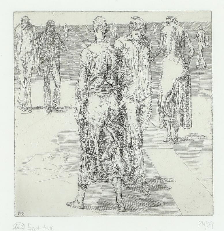 Artwork by Palle Nielsen, Compositions from Den fortryllede by and Lethe, Made of etchings