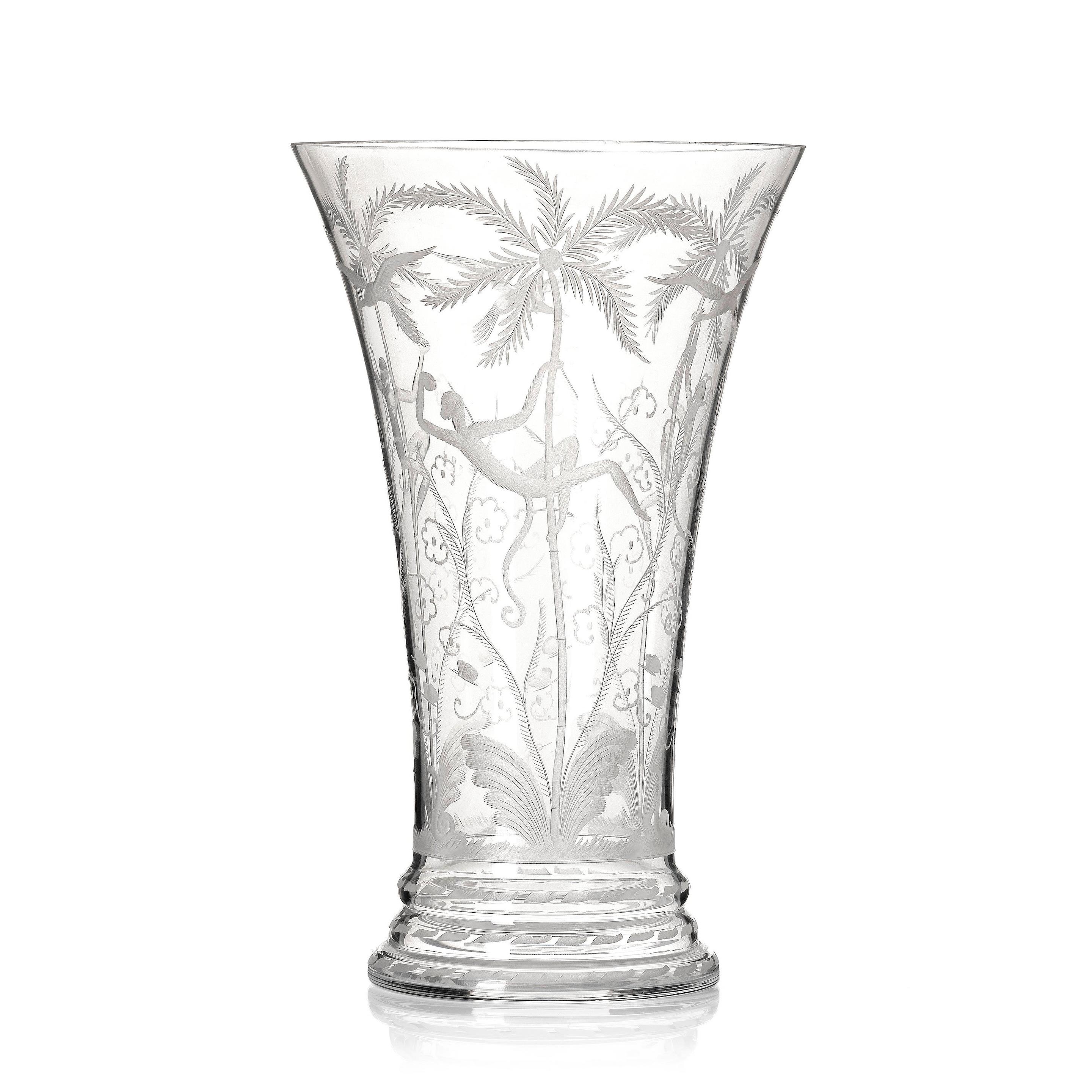 Edward Hald, An engraved glass vase 'Urskogen', Orrefors, Sweden, designed in 1923/24, executed in 1924. by Edward Hald