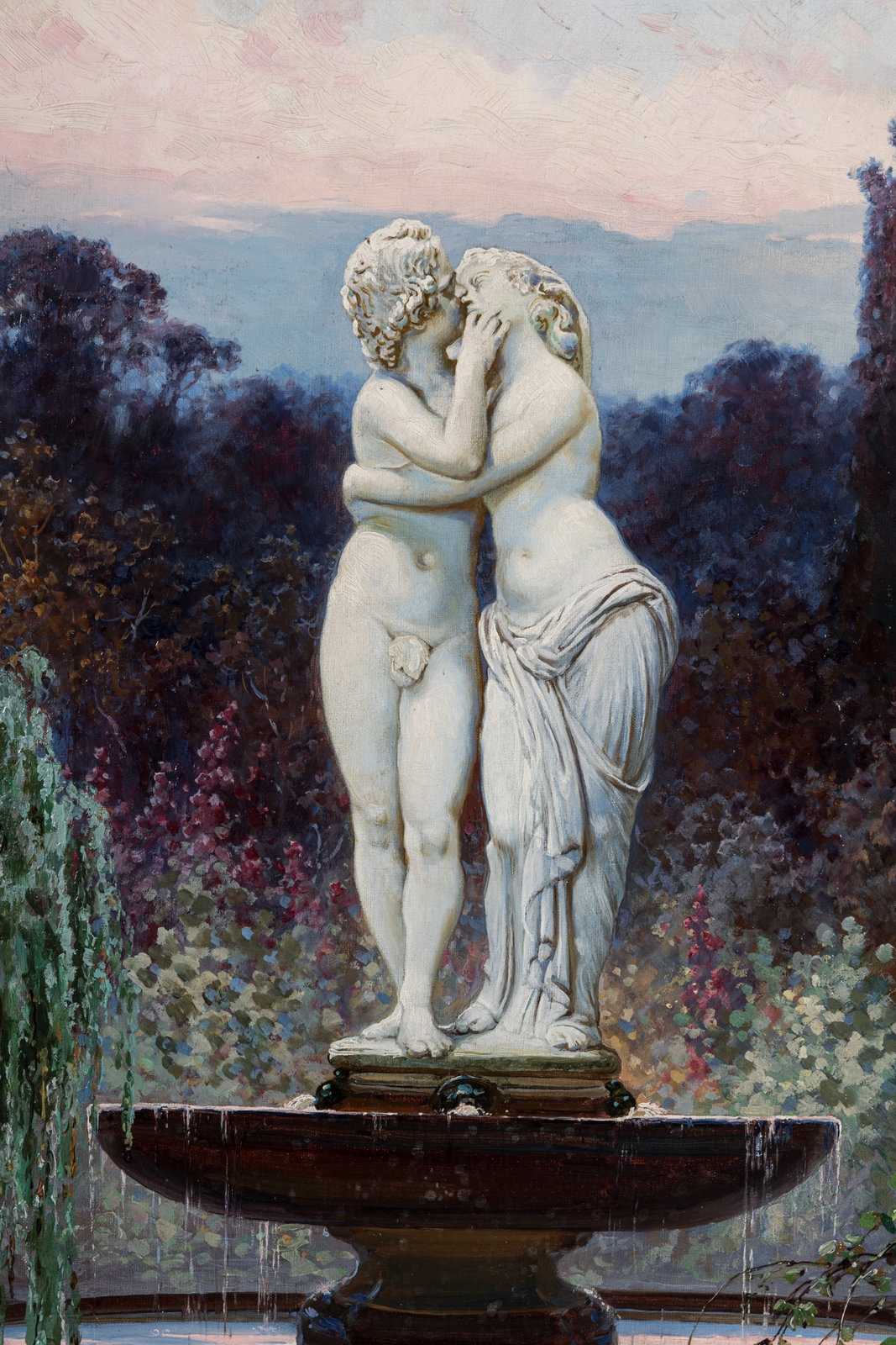 Artwork by Adolf Liebscher, Garden Fountain, Made of oil on canvas