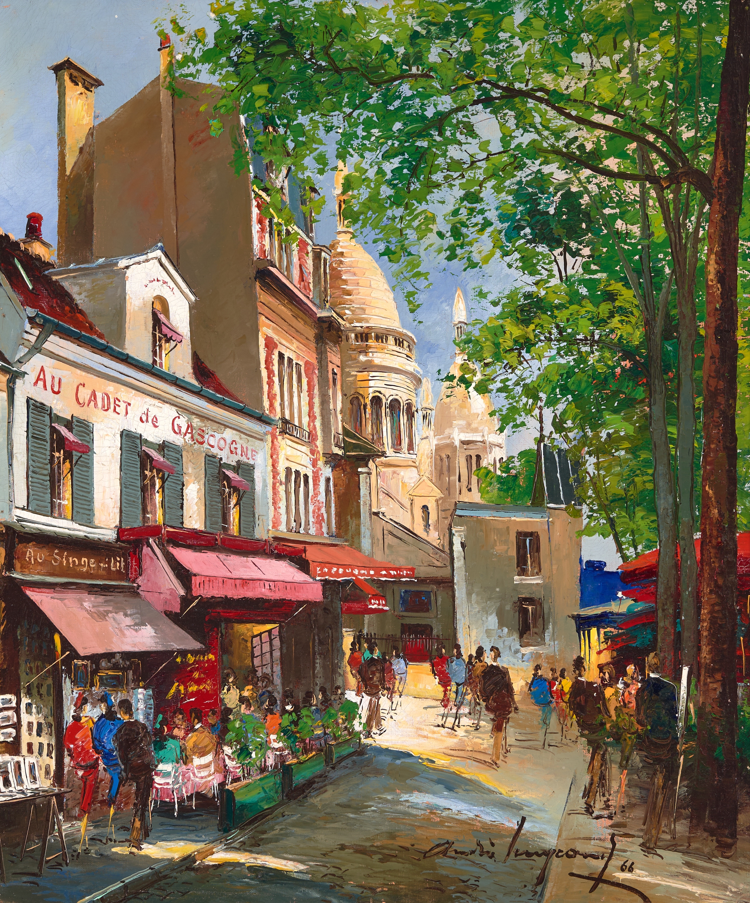Artwork by André Lengrand, Paris Street Scene, Made of oil on canvas