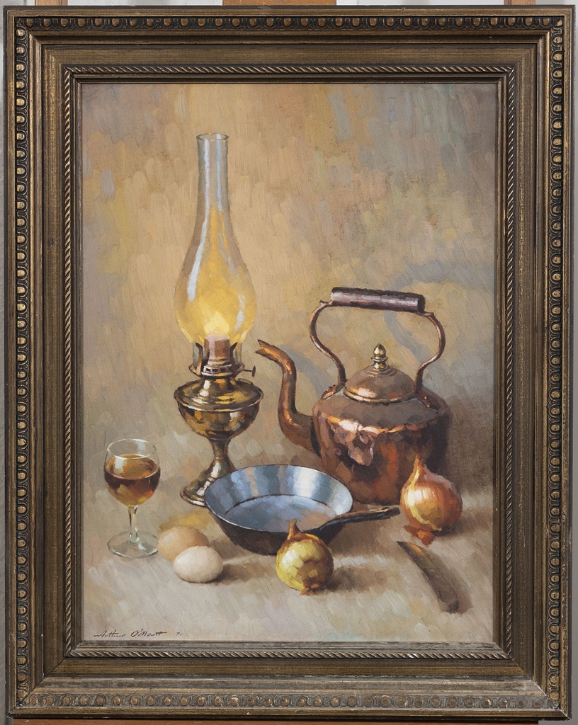 Artwork by Arthur O'Mant, (20th Century), Still Life with Copper Kettle, Made of oil on board