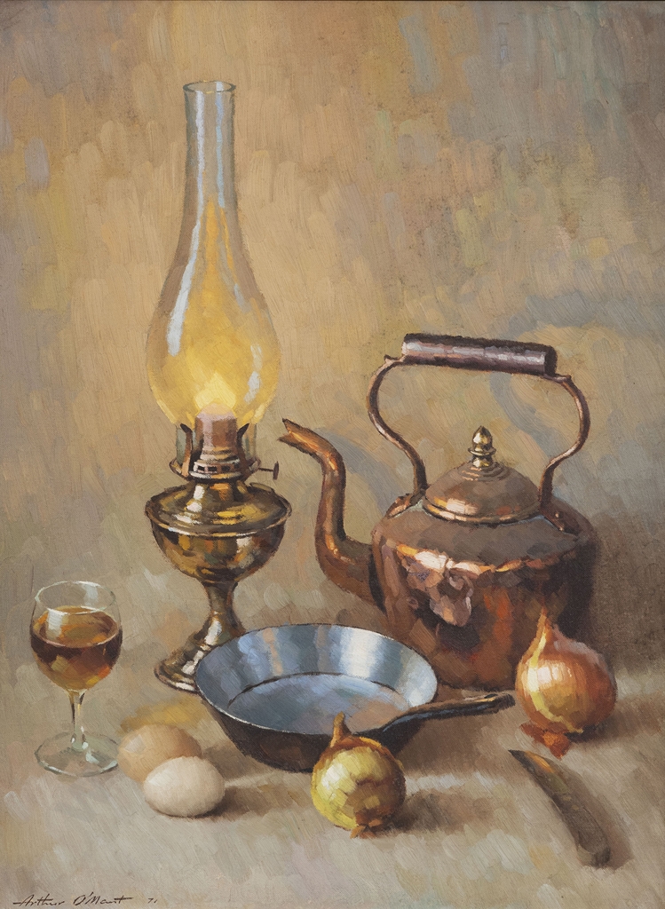 Artwork by Arthur O'Mant, (20th Century), Still Life with Copper Kettle, Made of oil on board