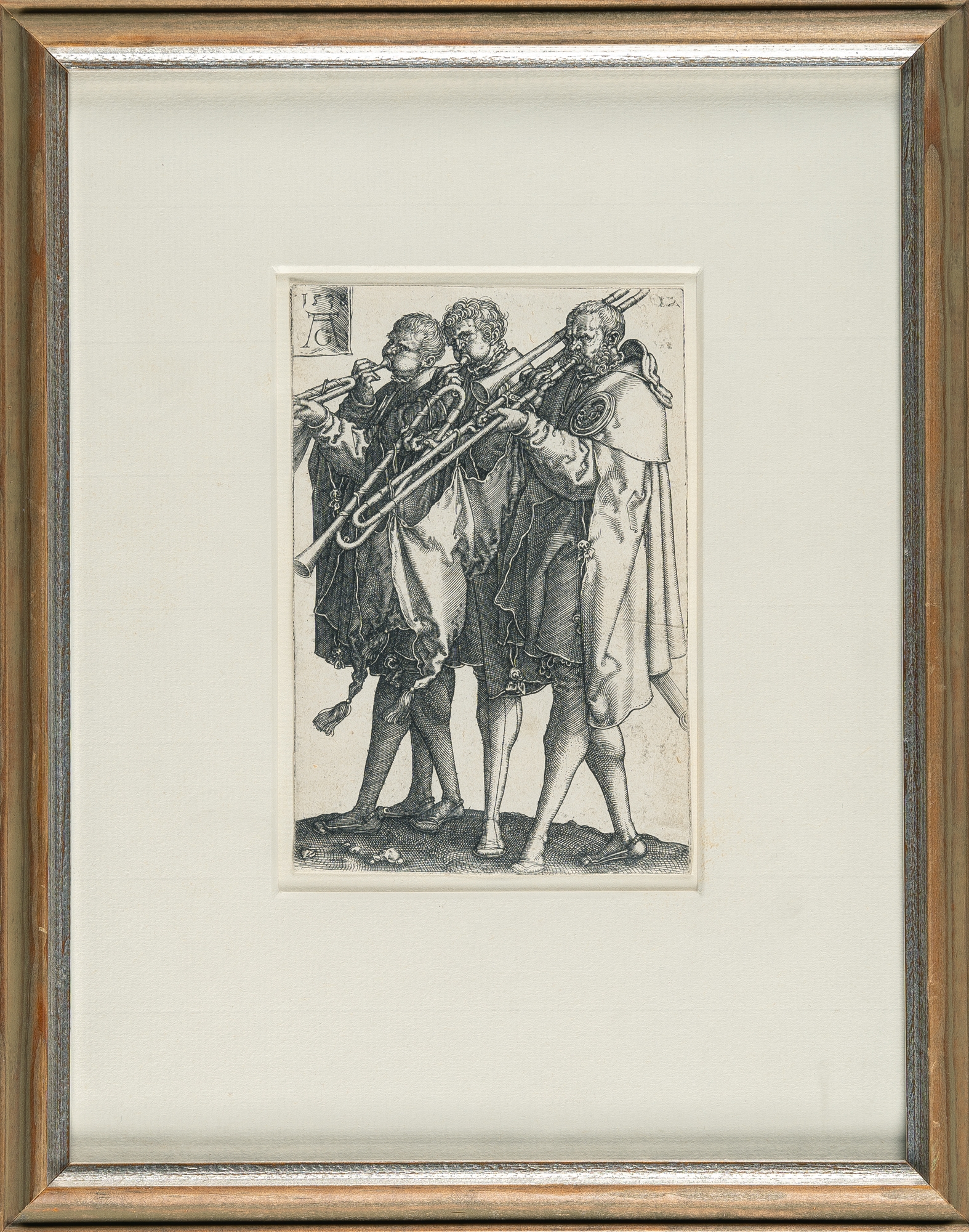 Heinrich Aldegrever | The three trumpeters (1538) | MutualArt