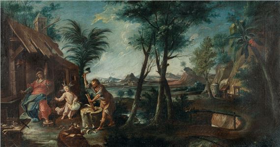 The Holy Family (In Egypt) by Johann Wolfgang Baumgartner, 2nd half 1740s
