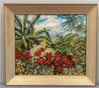 1952 Elsa Sclroll Tropical Paradise Oil Painting on Canvas - Elsa Sclroll
