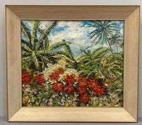 Artwork by Elsa Sclroll, 1952 Elsa Sclroll Tropical Paradise Oil Painting on Canvas, Made of canvas