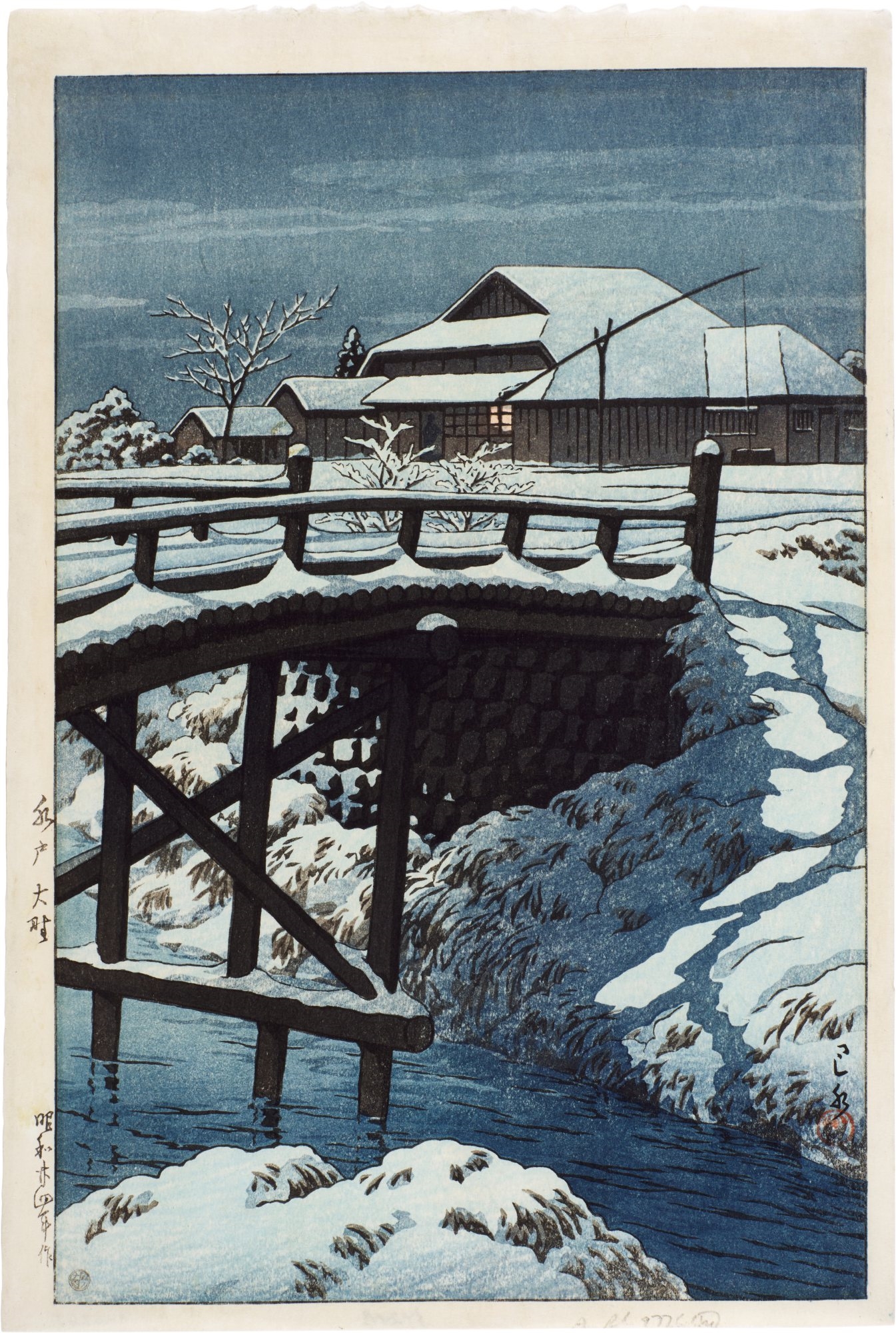 Artwork by Hasui Kawase, Two woodblock prints, Made of woodblock print