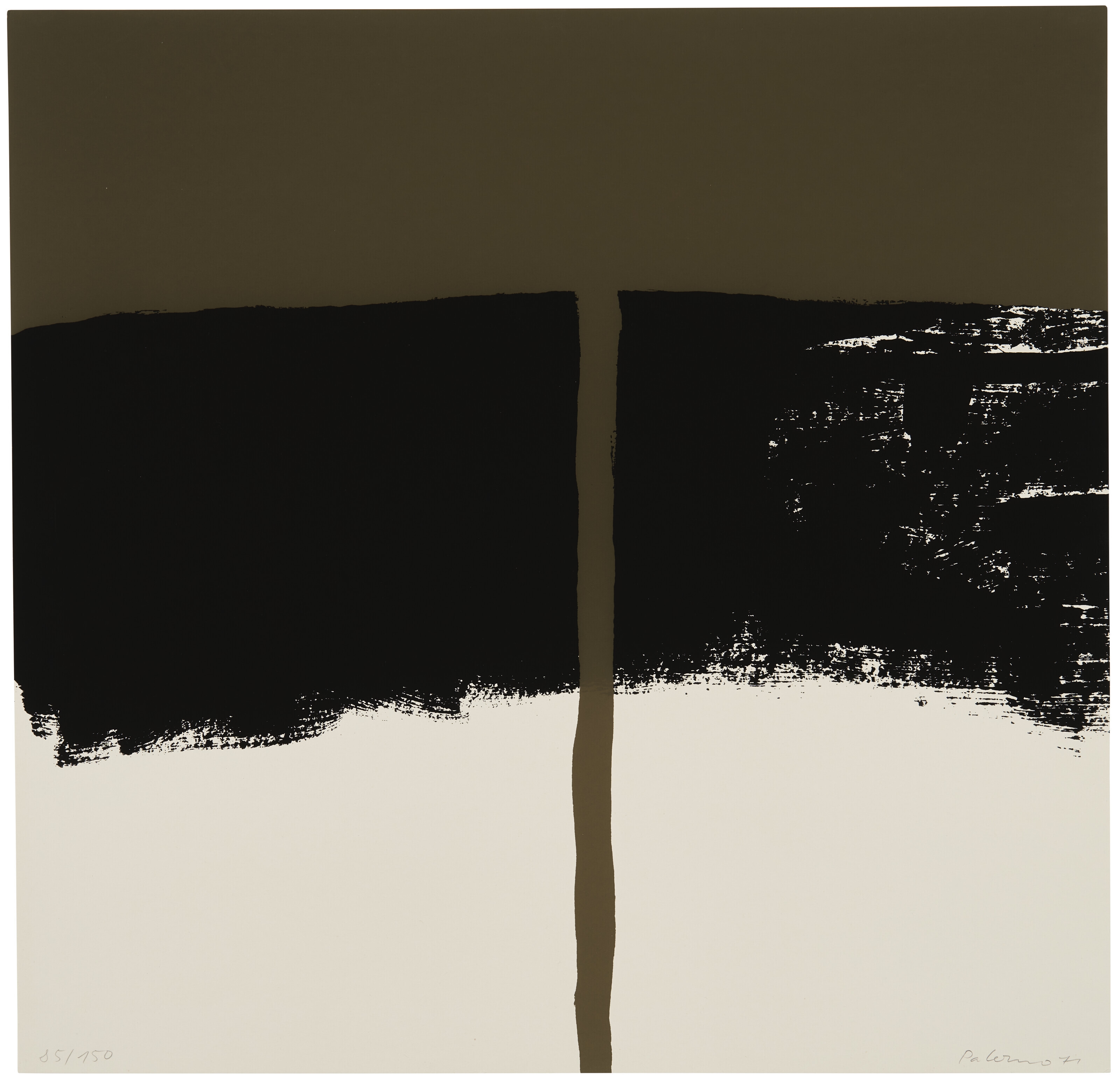 Artwork by Blinky Palermo, T, Made of screenprint in black and olive, on wove paper