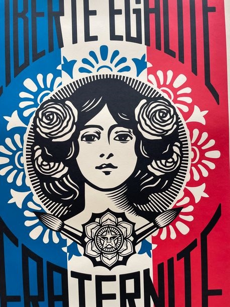 Shepard FAIREY (Obey) - GEOMETRIC DOVE Black, 2021 - Sérigraphie signée