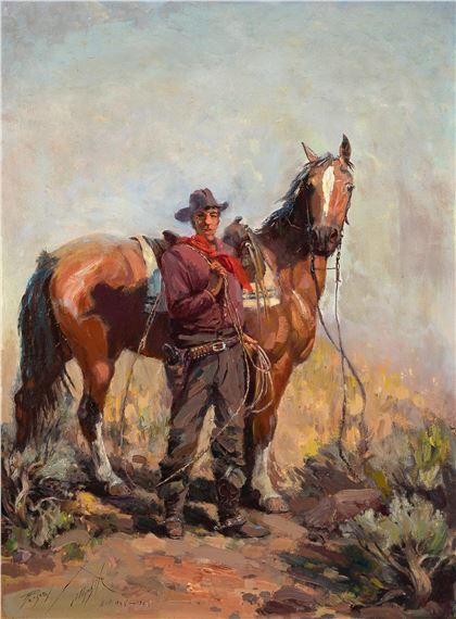 Cowboy and Horse by Raphael Lillywhite, 1949