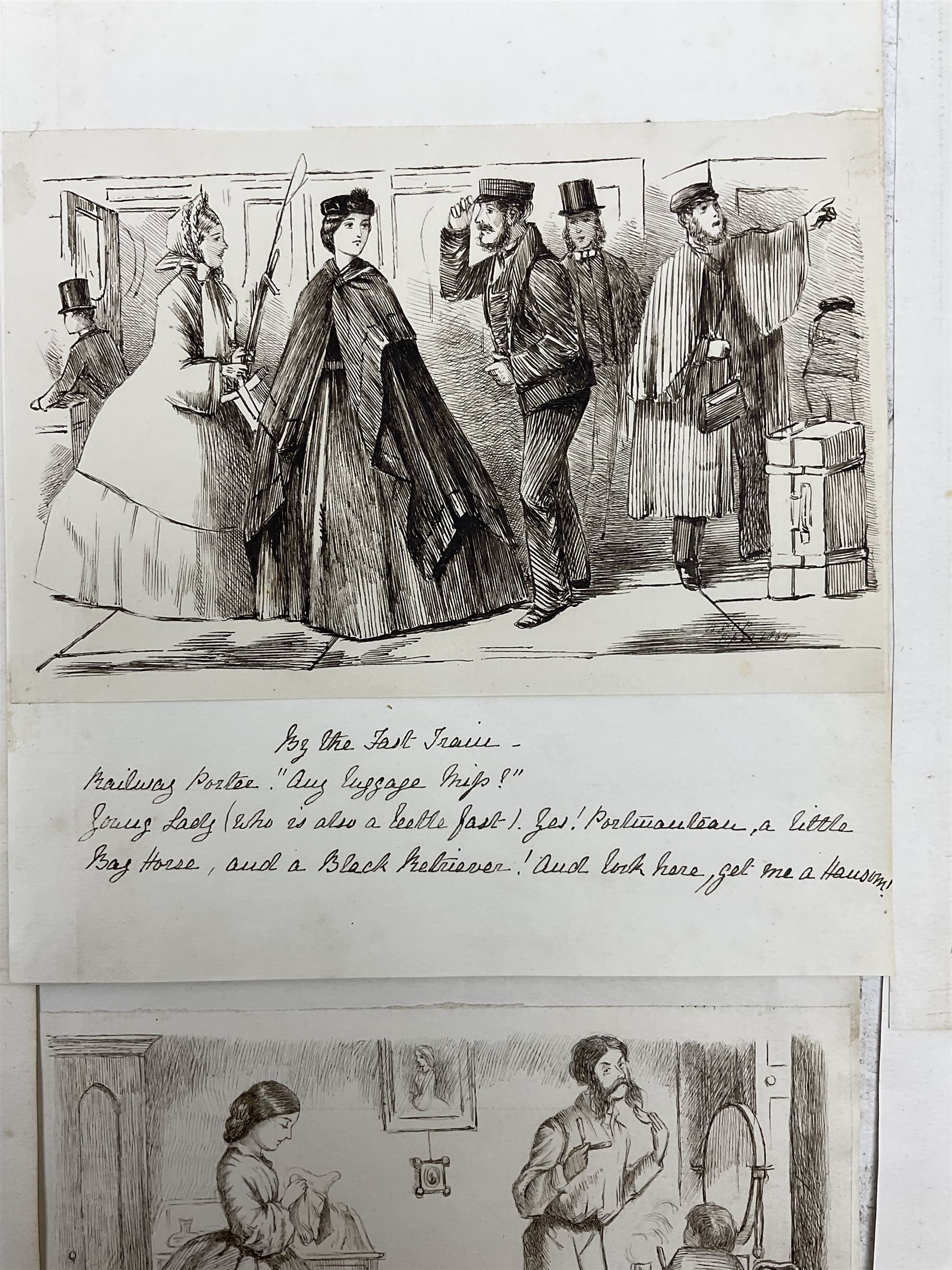 Artwork by A St C Purnell, Satirical or Comical Sketches of Victorian Daily Life, Made of pen and ink