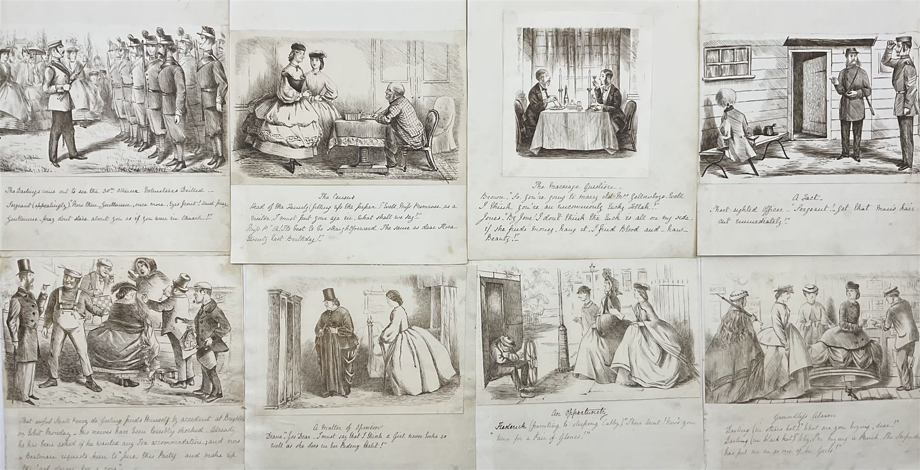 Artwork by A St C Purnell, Satirical or Comical Sketches of Victorian Daily Life, Made of pen and ink