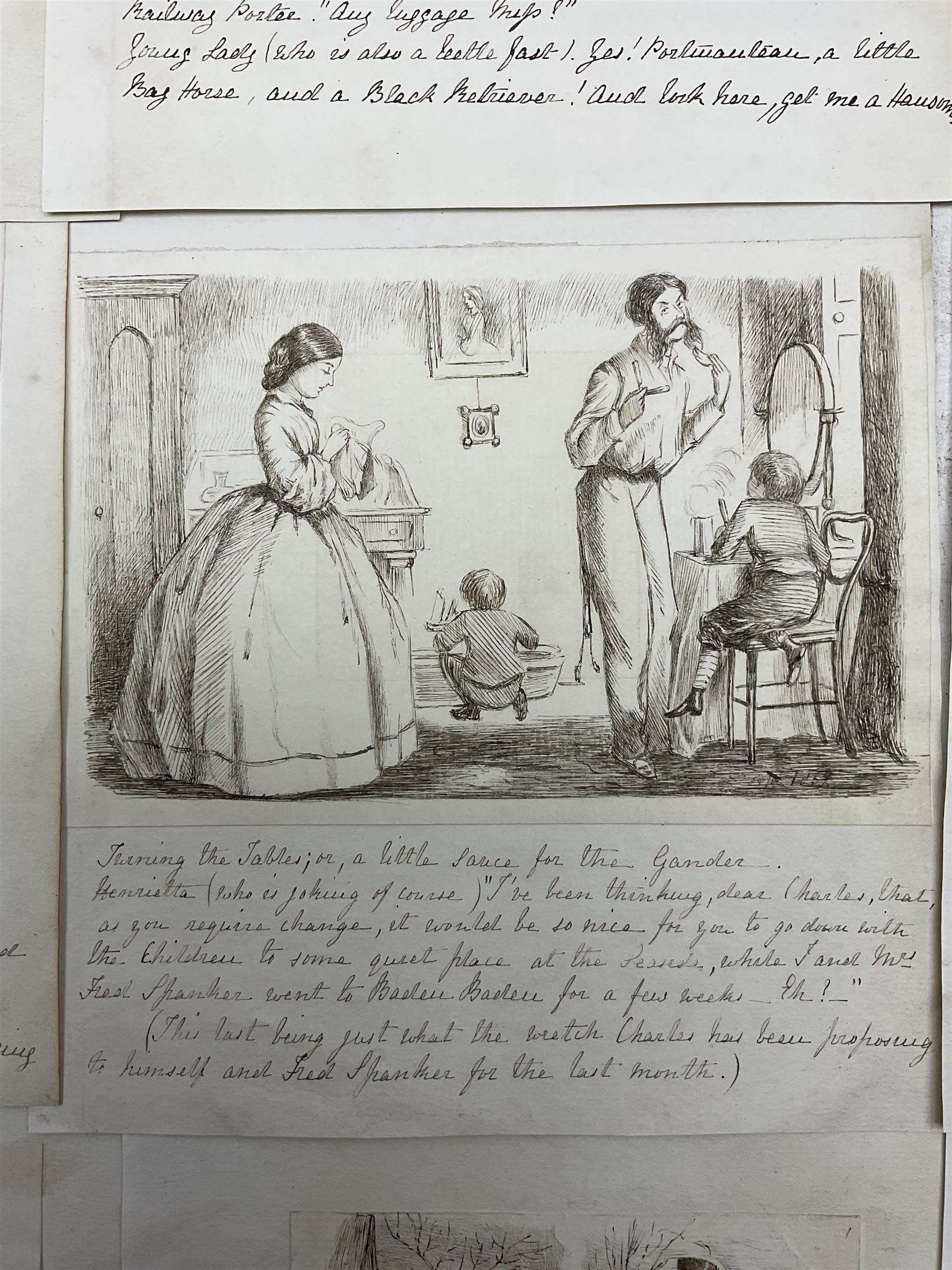 Artwork by A St C Purnell, Satirical or Comical Sketches of Victorian Daily Life, Made of pen and ink