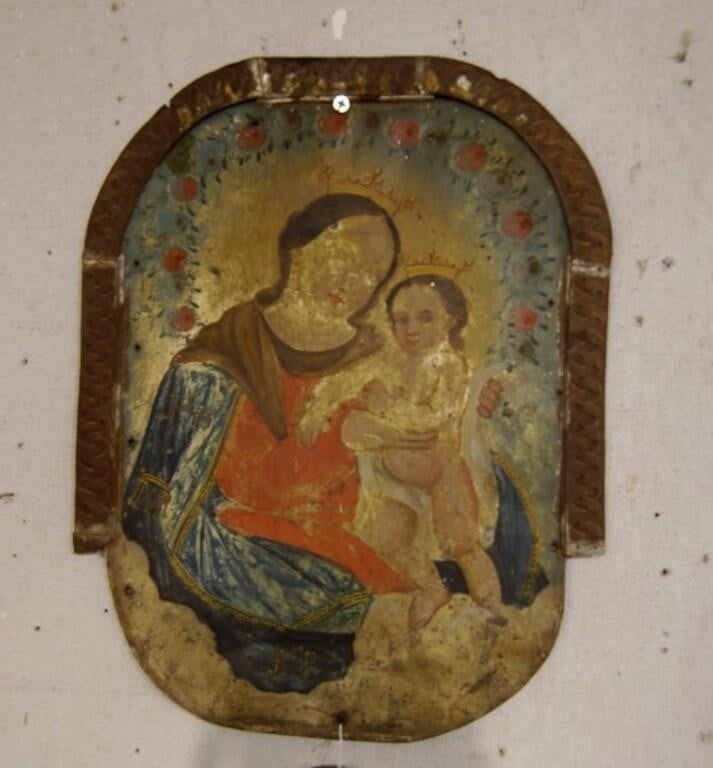 Mexican School, 19th Century | 19th cent Mexican Retablo - Madonna ...