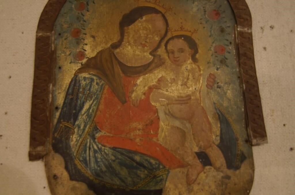 Mexican School, 19th Century | 19th cent Mexican Retablo - Madonna ...