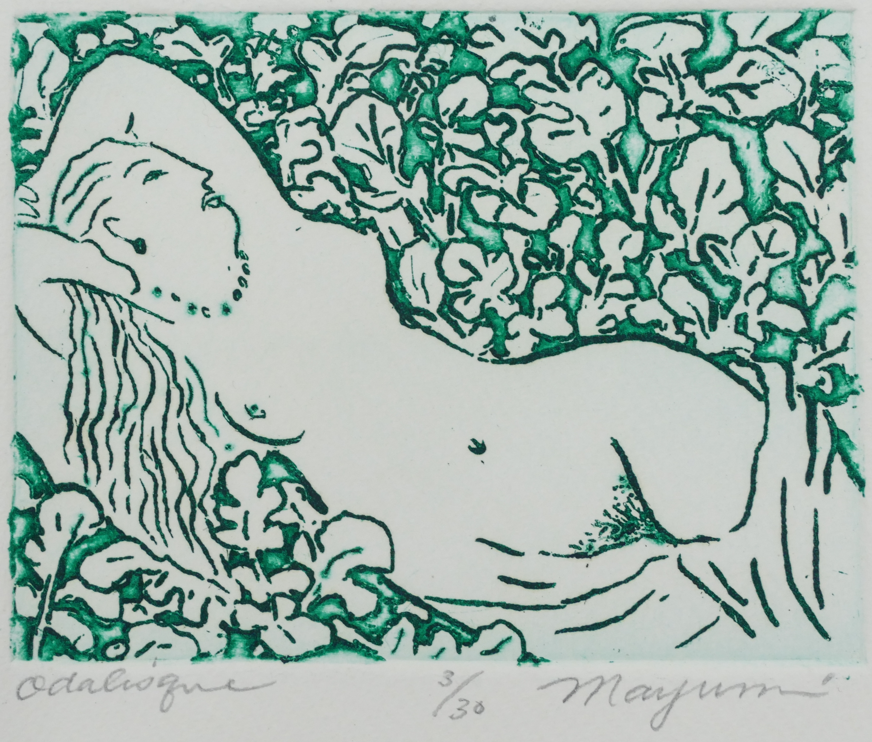 Artwork by Mayumi Oda, Mayumi Oda ''Odalisque'' (Green) 1983 Etching, Made of Etching