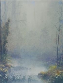 John Marion Crook ''Misty Landscape'' Watercolor - John Marion Crook
