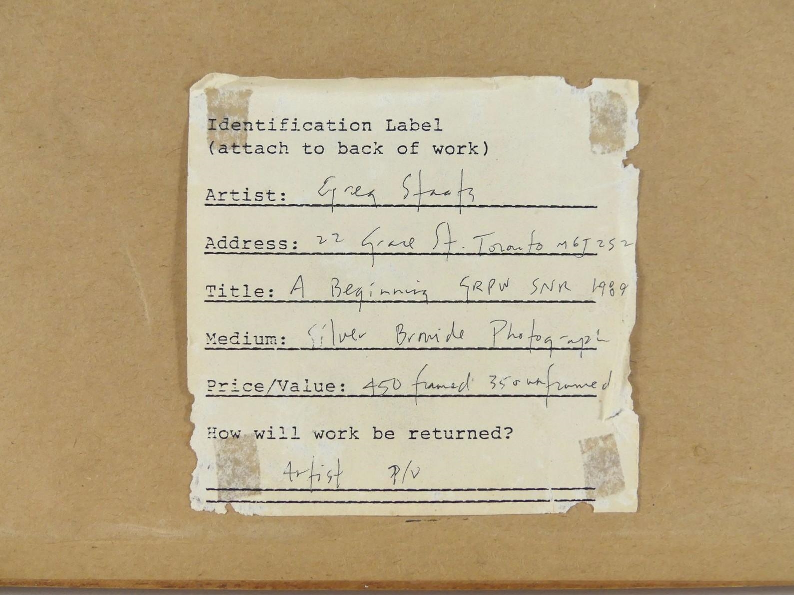 Artwork by Greg Staats, A Beginning, Made of gelatin silver print