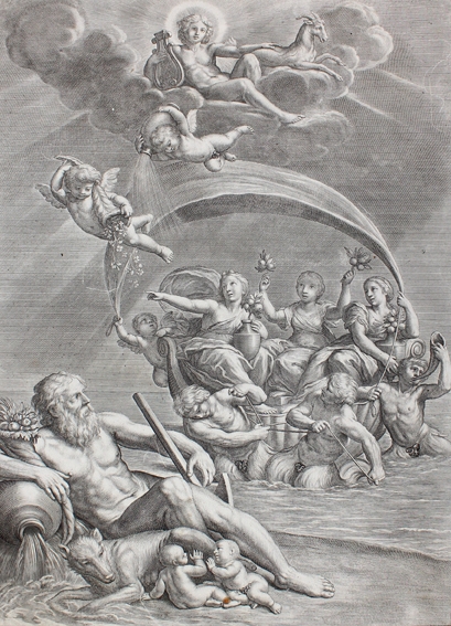Die Hesperiden bringen die ersten Orangen nach Rom by Cornelius Bloemaert II, ca. 1646