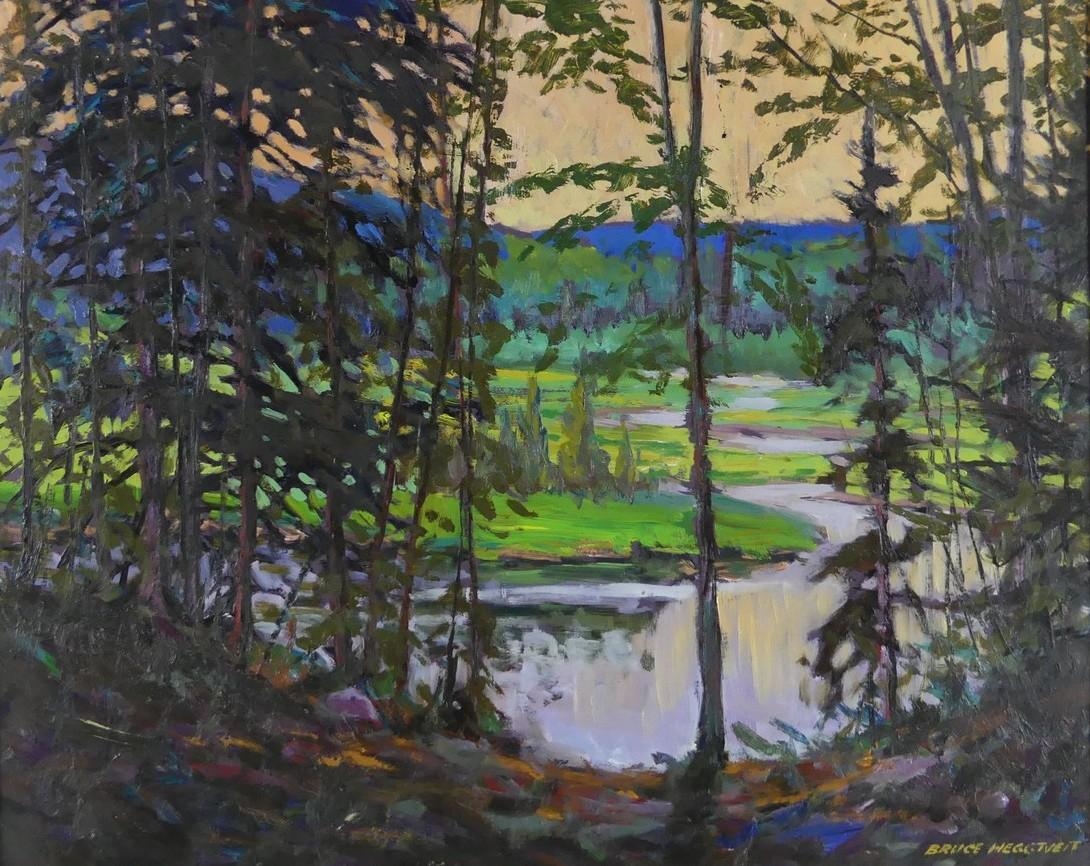 Artwork by Bruce Heggtveit, Untitled: Black Lake, Gatineau, Made of oil on masonite