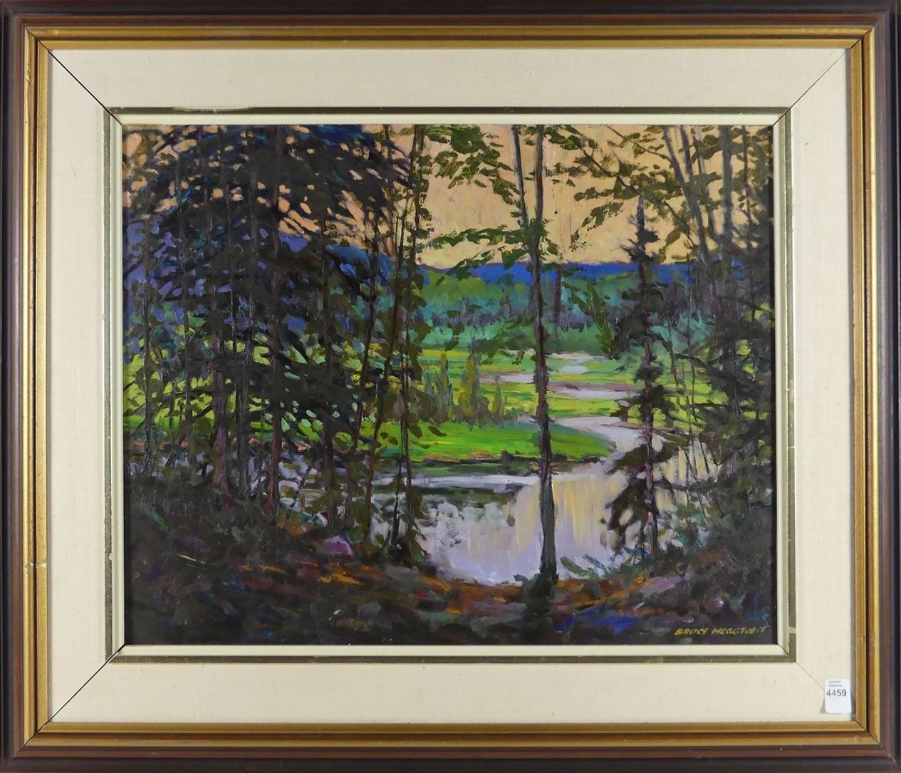Artwork by Bruce Heggtveit, Untitled: Black Lake, Gatineau, Made of oil on masonite