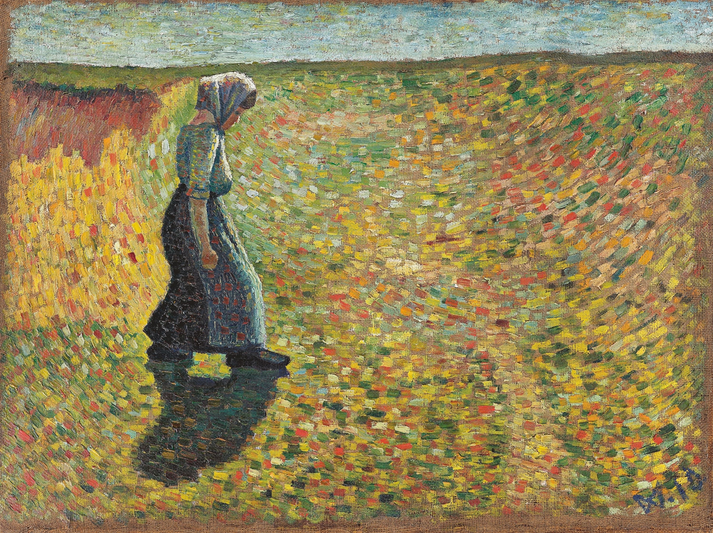 Walking Woman in Landscape. - Wilhelm Morgner