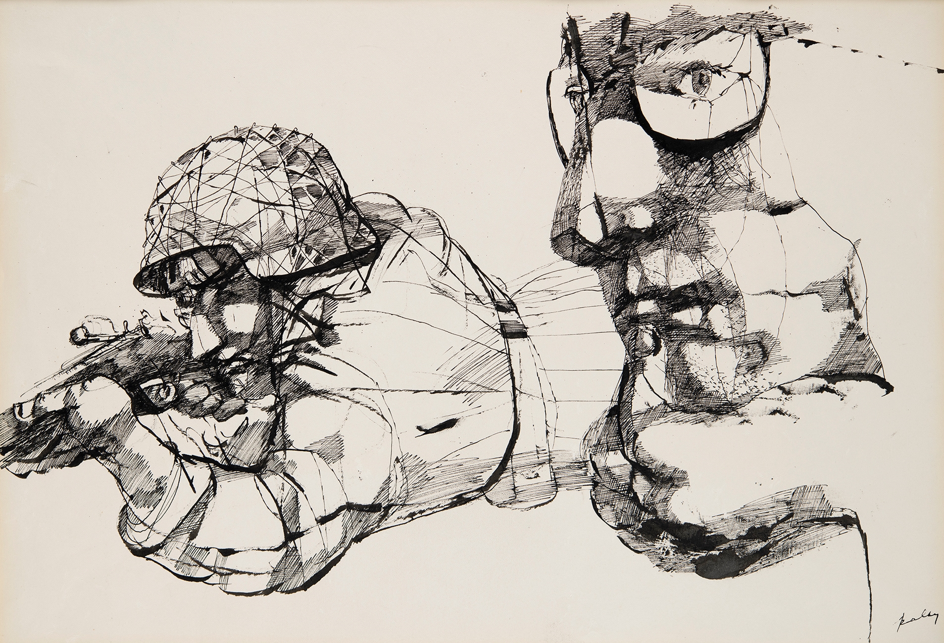 Artwork by Lajos Szalay, War Correspondent, Made of Ink on paper
