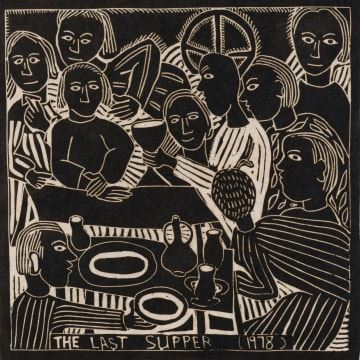 The Last Supper by John Ndevasia Muafangejo, dated 1978