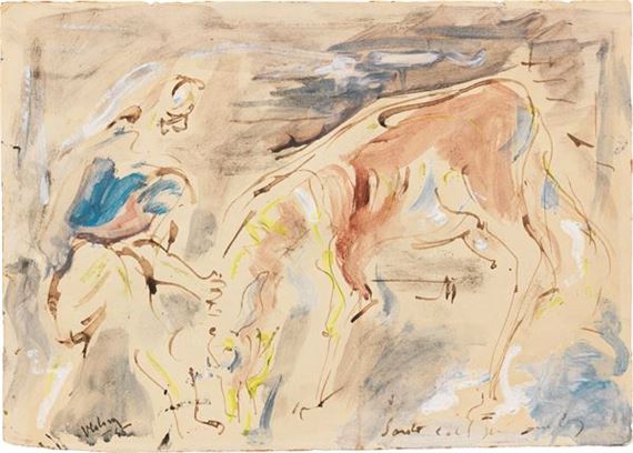 Emilio Vedova | Figura con mulo, 1945 (1945) | MutualArt