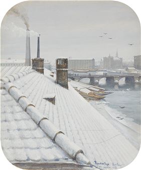 Snow covered roofs in Berlin. - Frans van der Syp