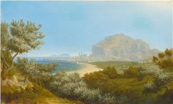 View of Palermo with Monte Pellegrino. - August Kopisch
