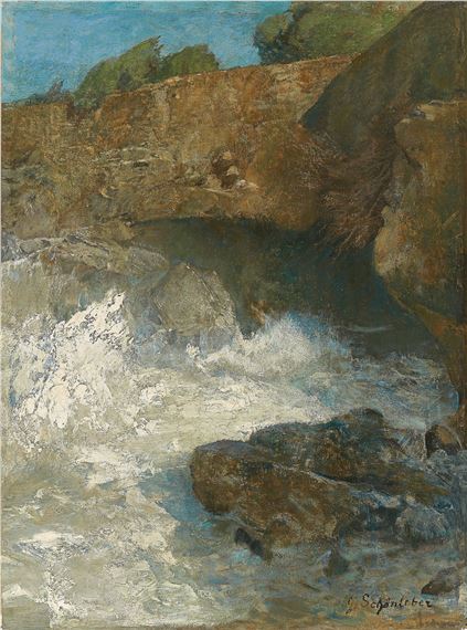 ”Grotte bei Nervi”. by Gustav Schönleber, circa 1886