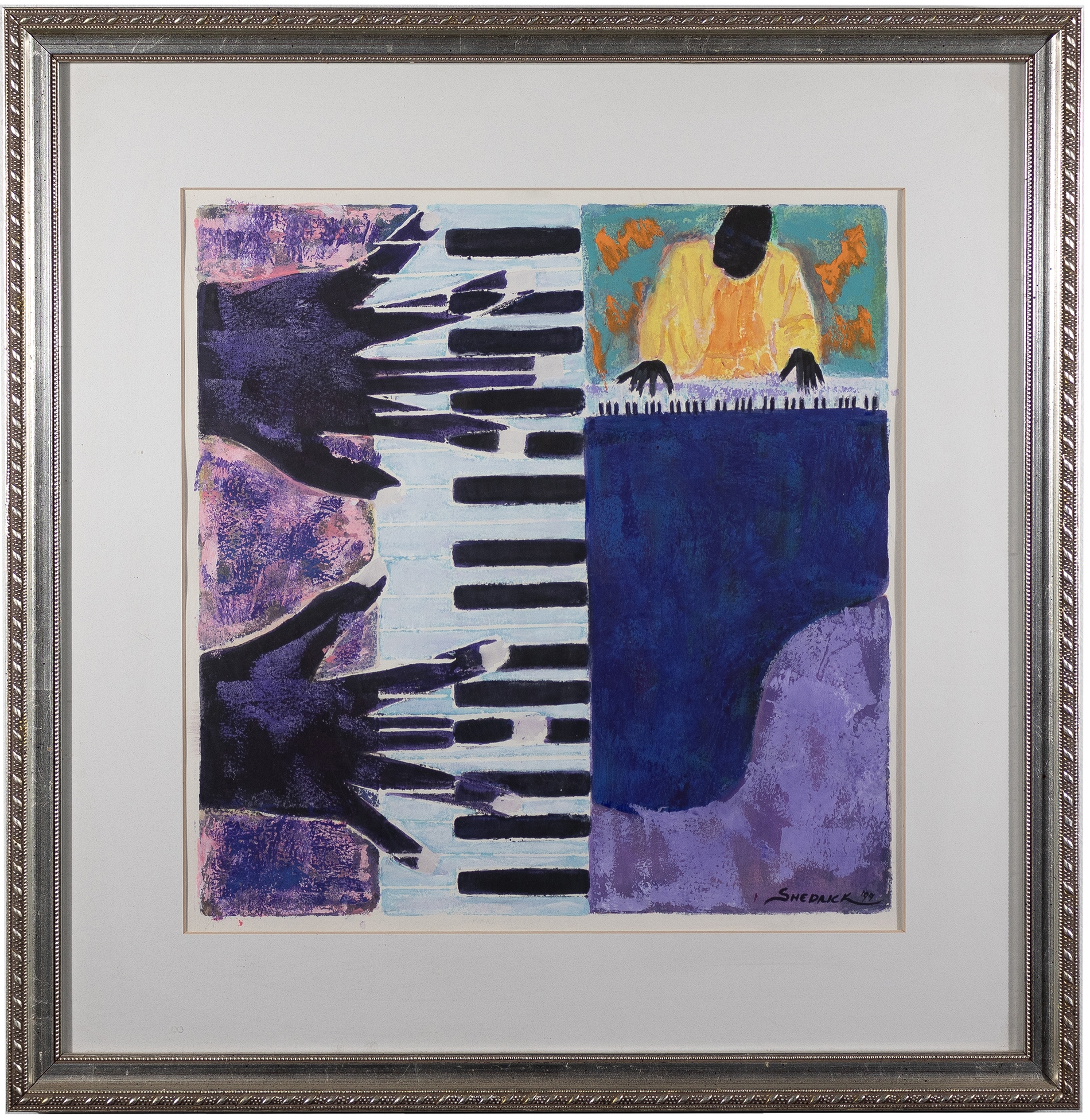 Artwork by Deborah Shedrick, Piano Interlude, Made of gouache on paper
