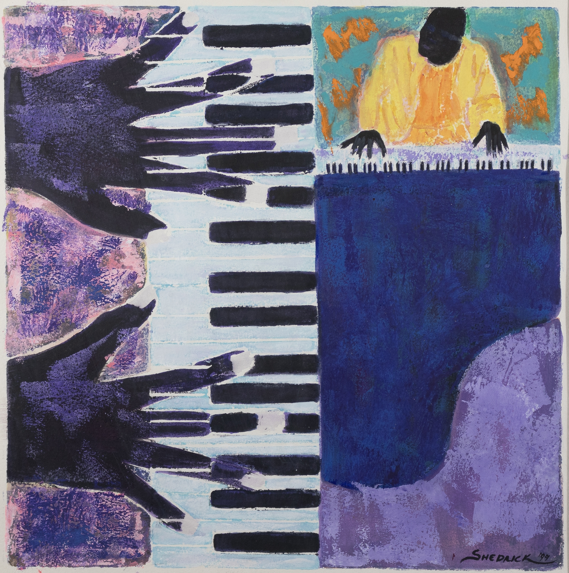 Artwork by Deborah Shedrick, Piano Interlude, Made of gouache on paper