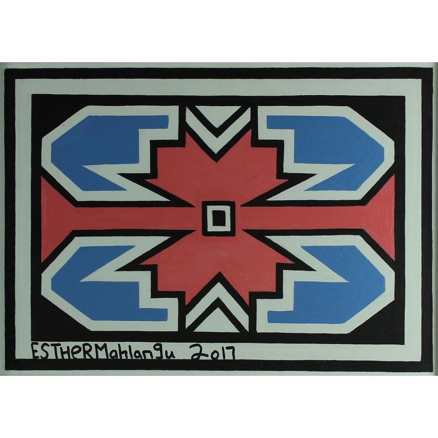 Artwork by Esther Mahlangu, NDEBELE PATTERN, Made of Acrylic on Canvas