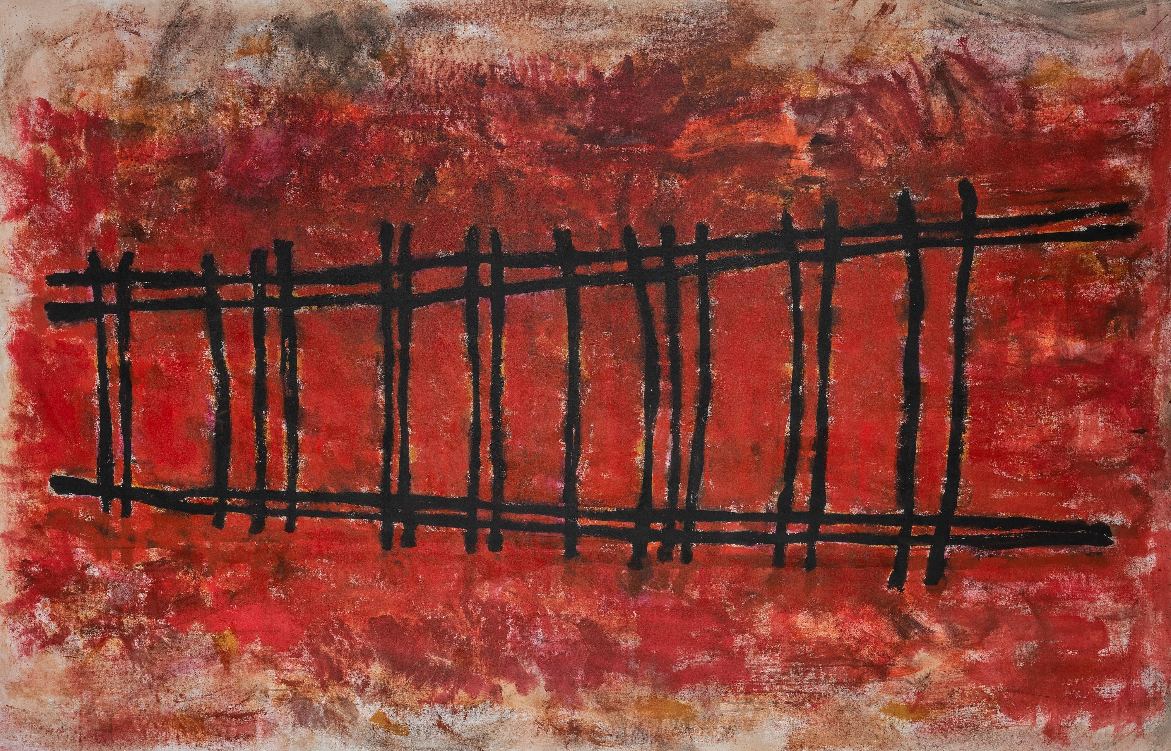 Artwork by David Rankin, Red Jacobs Ladder 2000, Made of acrylic on canvas