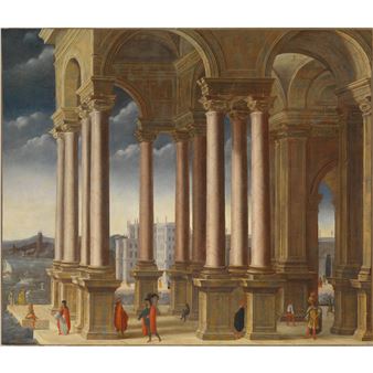 Figures in a Palace by the Water - Filippo Gagliardi